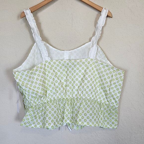 Modcloth Darling for the Prairie Peplum Tank Top White Green Floral Plus Size 2x - Picture 2 of 9